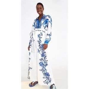 FARM RIO Arara Floral Linen Pants Size Small